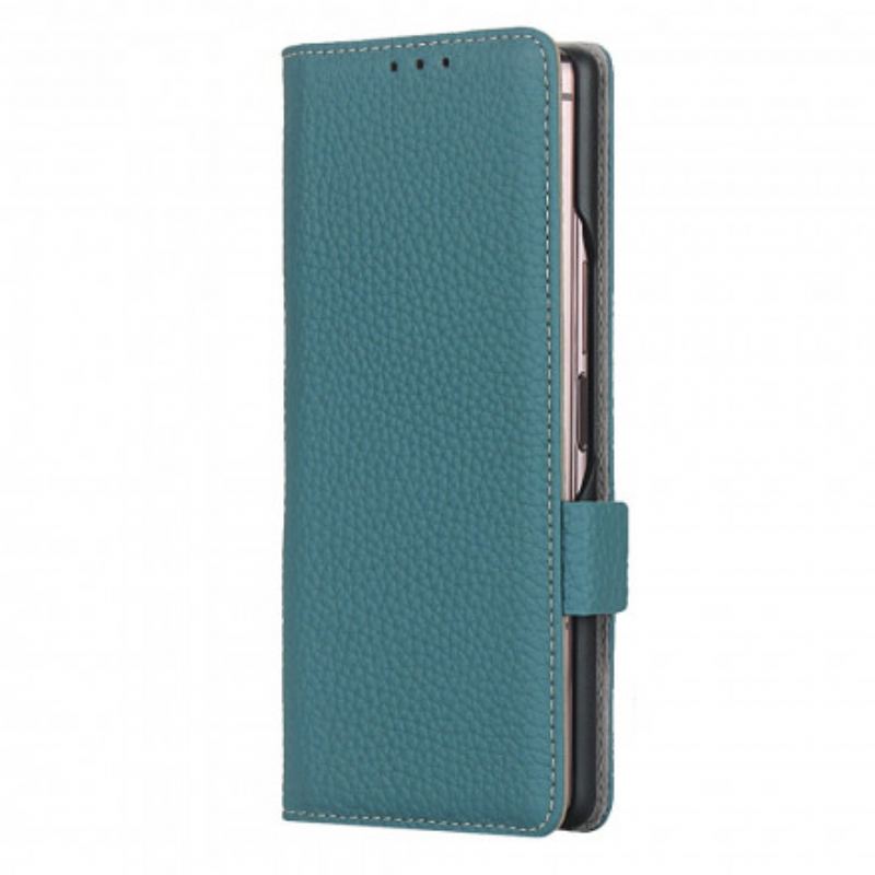Housse Samsung Galaxy Z Fold2 Cuir Litchi Véritable