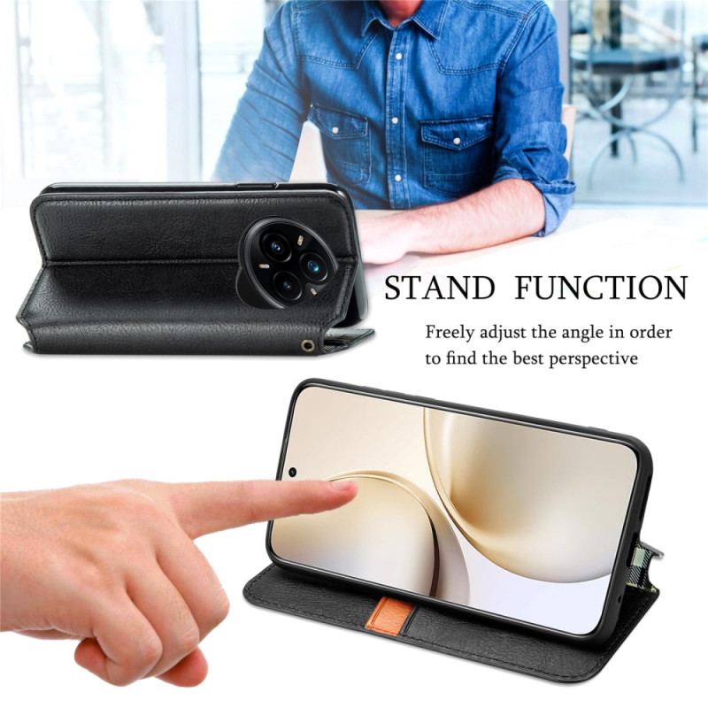 Flip Cover Realme 14 Pro 5G Effet Daim Frise Losanges