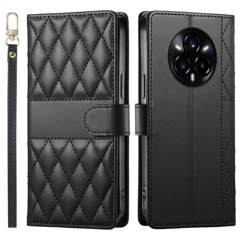 Housse Realme 14 Pro 5G Design Matelassé avec Lanière et Bandoulière