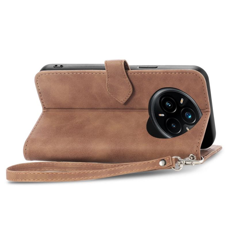 Housse Realme 14 Pro 5G Effet Daim Dentelle avec Pochette et Lanière