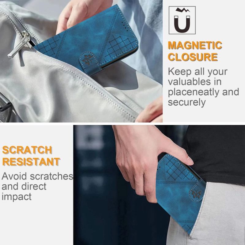 Housse Realme 14 Pro 5G Papillons Géométrique à Lanière