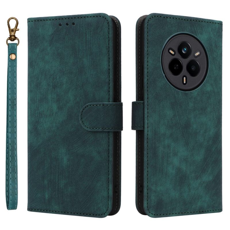 Housse Realme 14 Pro 5G Protection RFID Effet Daim avec Lanière