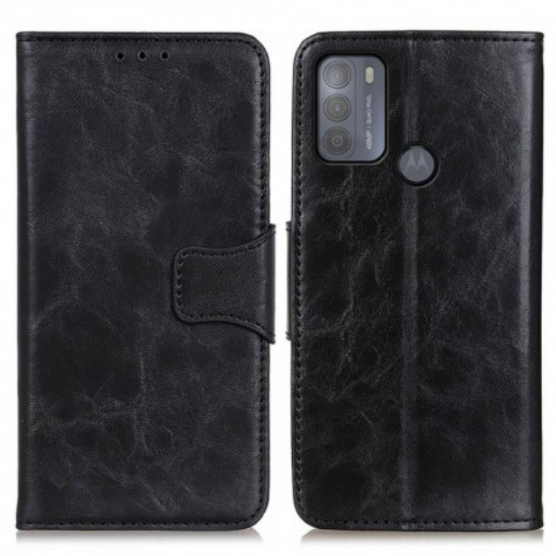 Housse Moto G50 Cuir Fendu Fermoir Réversible