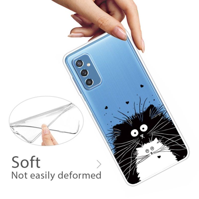 Coque Samsung Galaxy M52 5G Chats Noir et Blanc