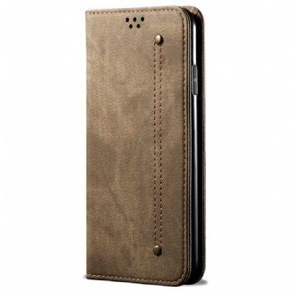 Flip Cover Samsung Galaxy M52 5G Tissu Jeans
