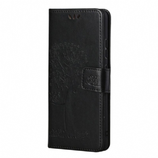 Housse Samsung Galaxy M52 5G Arbre et Hiboux à Lanière