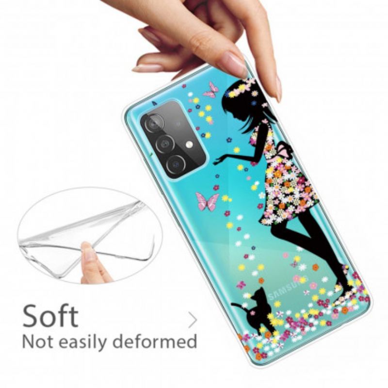 Coque Samsung Galaxy A32 5G Jeune Fille Fleurie