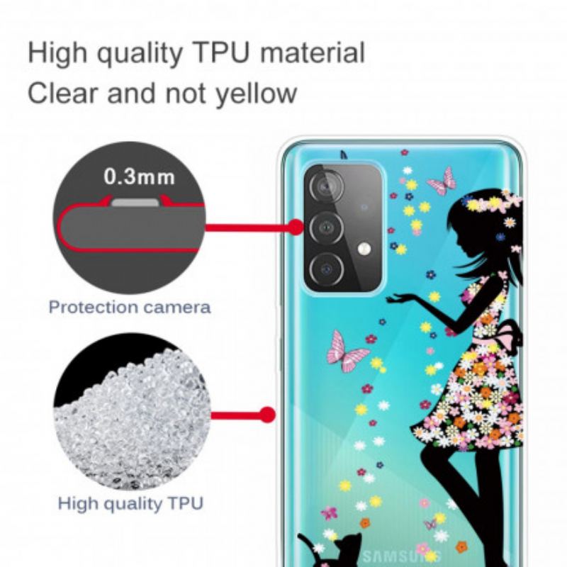 Coque Samsung Galaxy A32 5G Jeune Fille Fleurie