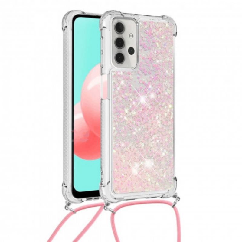 Coque Samsung Galaxy A32 5G Paillettes avec Cordon