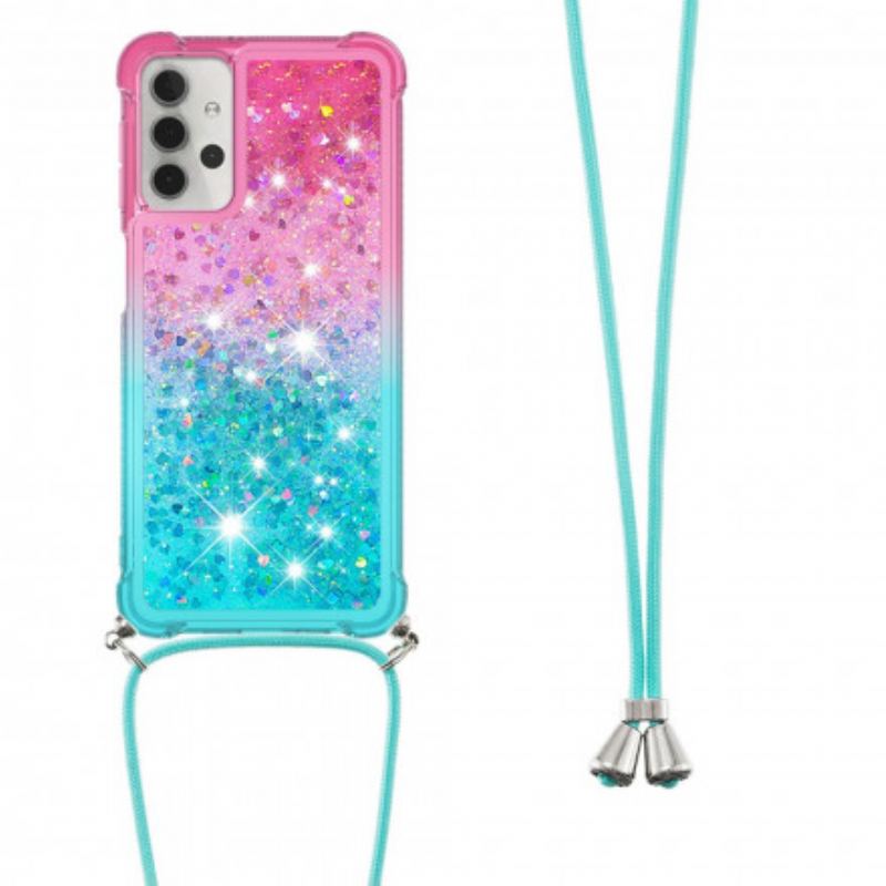 Coque Samsung Galaxy A32 5G Silicone Paillettes et Cordon