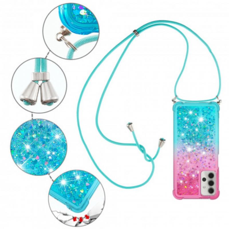 Coque Samsung Galaxy A32 5G Silicone Paillettes et Cordon
