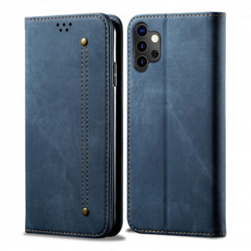 Flip Cover Samsung Galaxy A32 5G Tissu Jeans