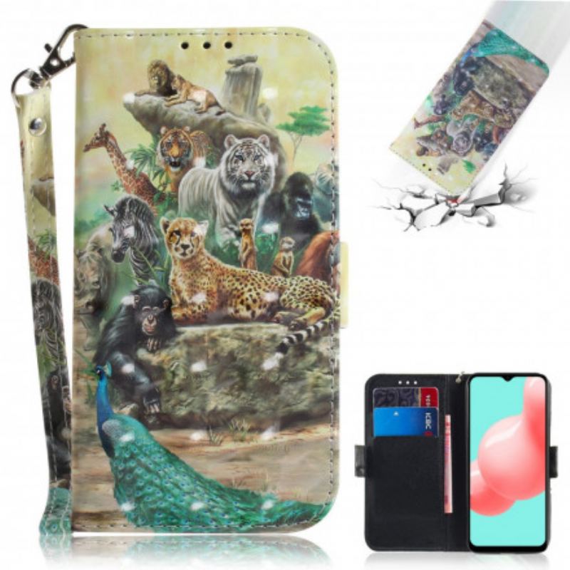 Housse Samsung Galaxy A32 5G Animaux Safari à Lanière