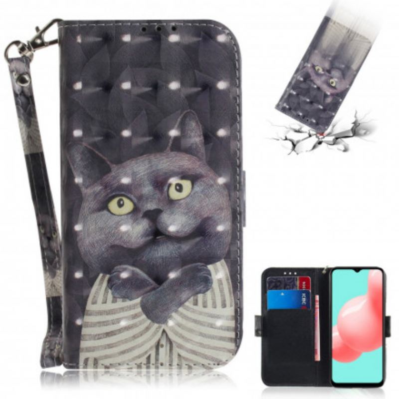 Housse Samsung Galaxy A32 5G Chat Gris à Lanière