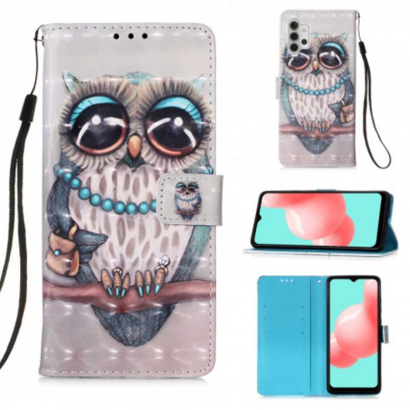 Housse Samsung Galaxy A32 5G Miss Hibou à Lanière