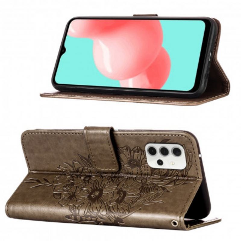 Housse Samsung Galaxy A32 5G Papillon Design avec Lanière