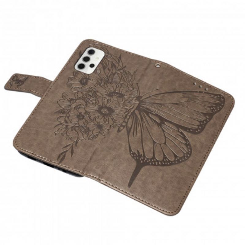 Housse Samsung Galaxy A32 5G Papillon Design avec Lanière