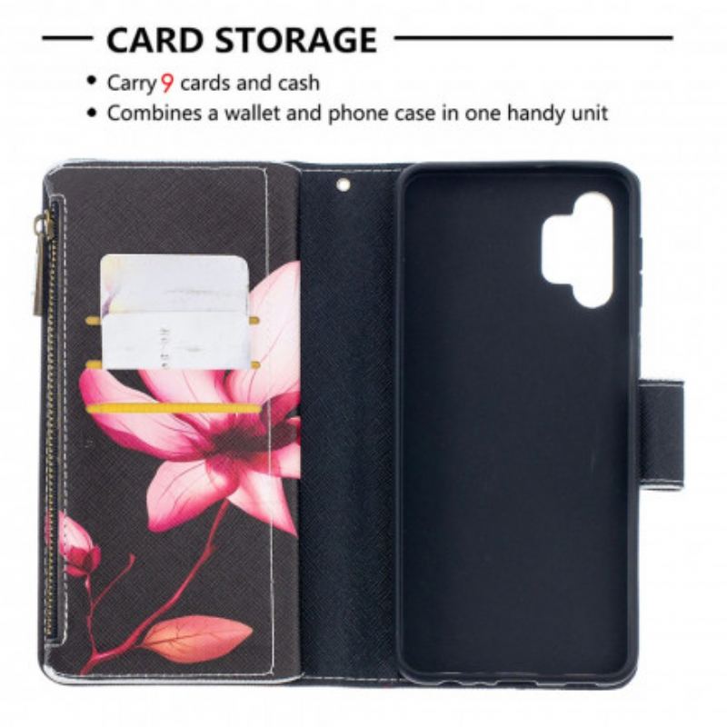 Housse Housse Samsung Galaxy A32 5G Poche Zippée Fleur