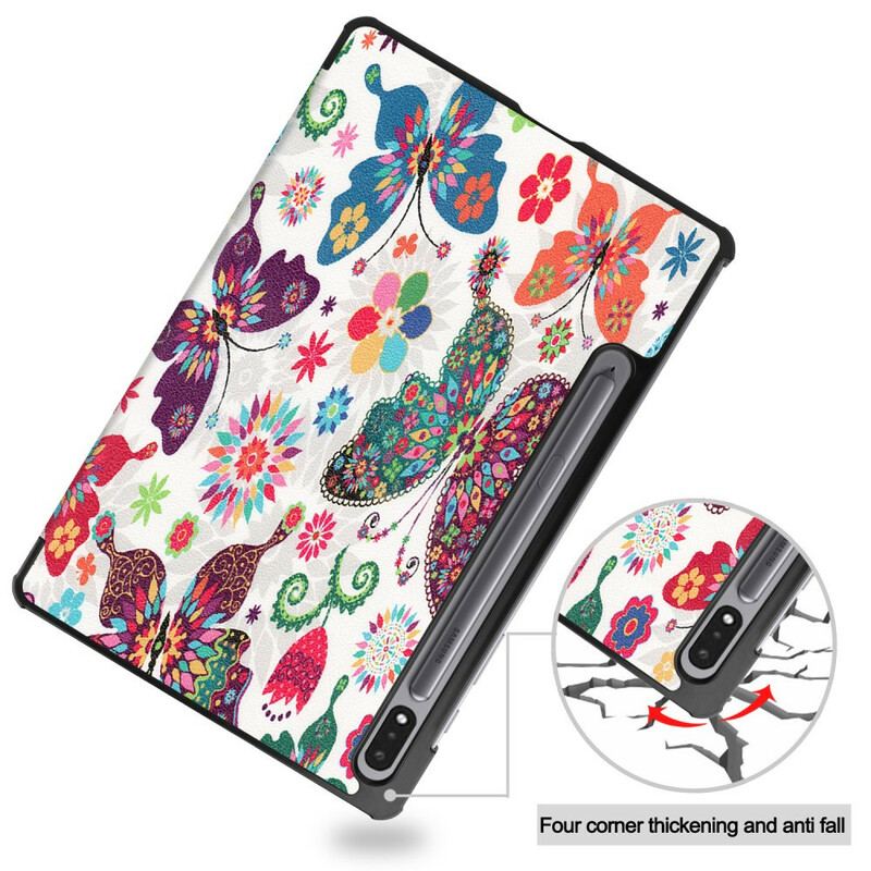 Smart Case Samsung Galaxy Tab S8 / Tab S7 Porte-Stylet Fleurs Vintage