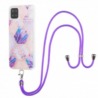 Coque Samsung Galaxy A12 / M12 à Cordon Marbre