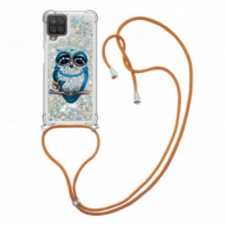 Coque Samsung Galaxy A12 / M12 à Cordon Paillettes Miss Hibou