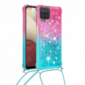 Coque Samsung Galaxy A12 / M12 Silicone Paillettes et Cordon