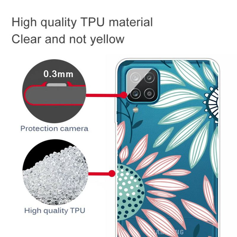 Coque Samsung Galaxy A12 / M12 Transparente Une Fleur