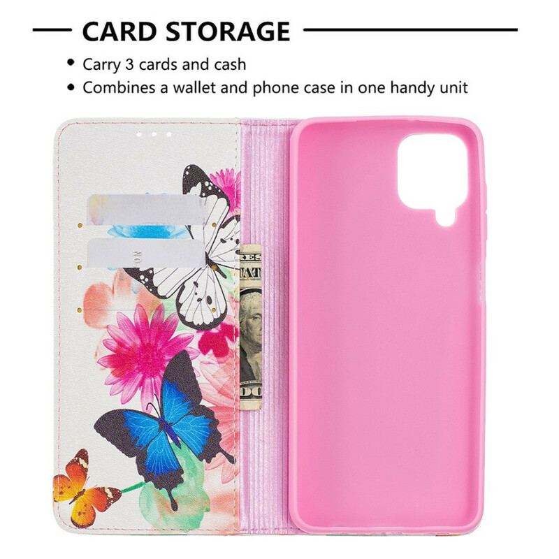 Flip Cover Samsung Galaxy A12 / M12 Papillons Colorés