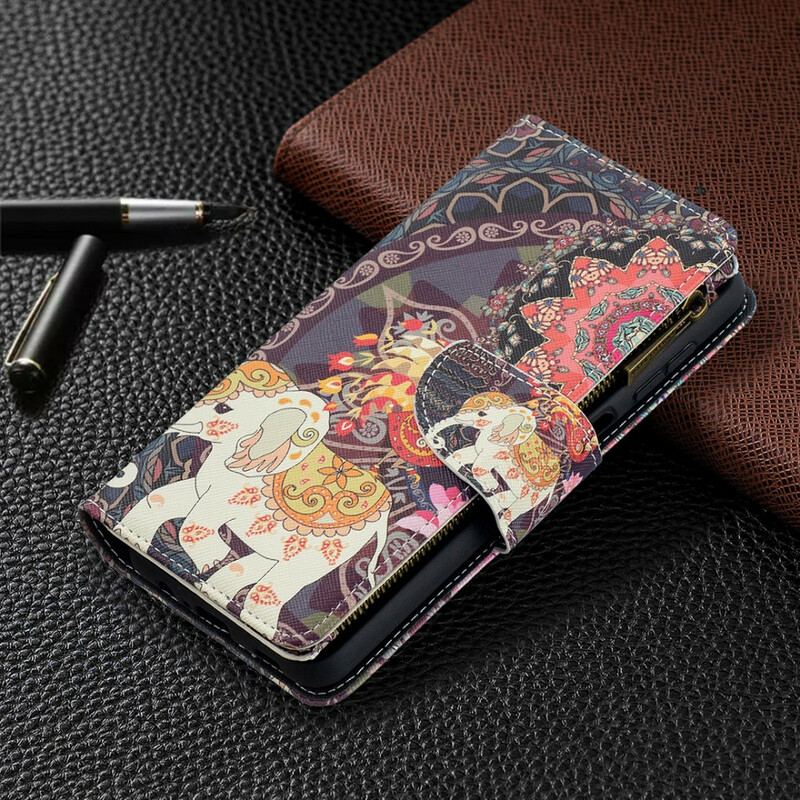 Housse Samsung Galaxy A12 / M12 Poche Zippée Éléphant