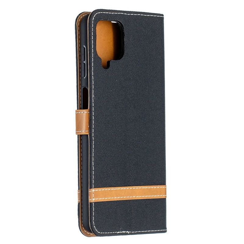 Housse Samsung Galaxy A12 / M12 Tissu et Effet Cuir à Lanière