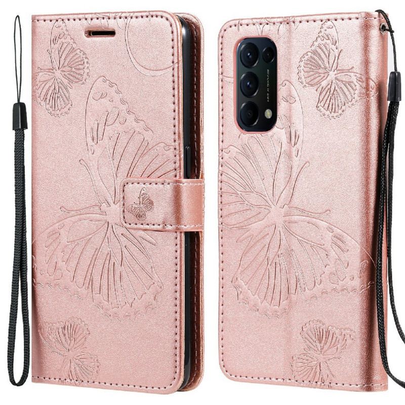 Housse Oppo Find X3 Lite Papillons Géants à Lanière