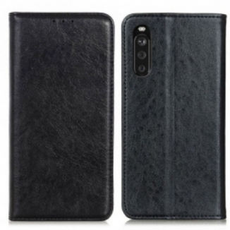 Flip Cover Sony Xperia 10 III Cuir Fendu Texturé