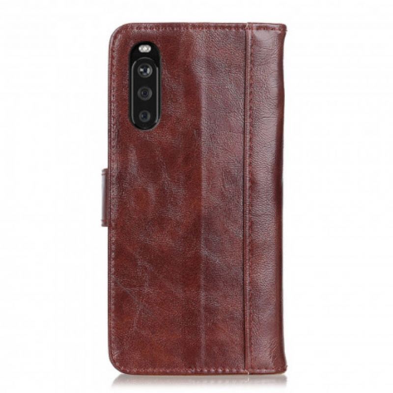 Housse Sony Xperia 10 III Cuir Fendu Verni