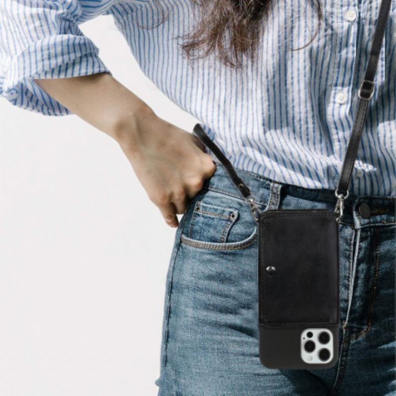 Coque iPhone 12 / 12 Pro à Bandoulière Porte-cartes