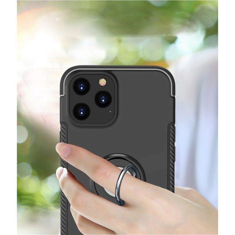 Coque iPhone 12 / 12 Pro Fibre Carbone Anneau Métallique