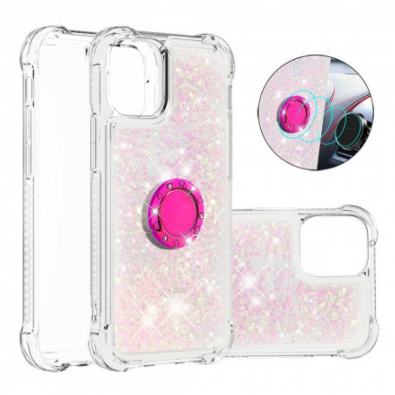 Coque iPhone 12 / 12 Pro Paillettes avec Anneau-Support
