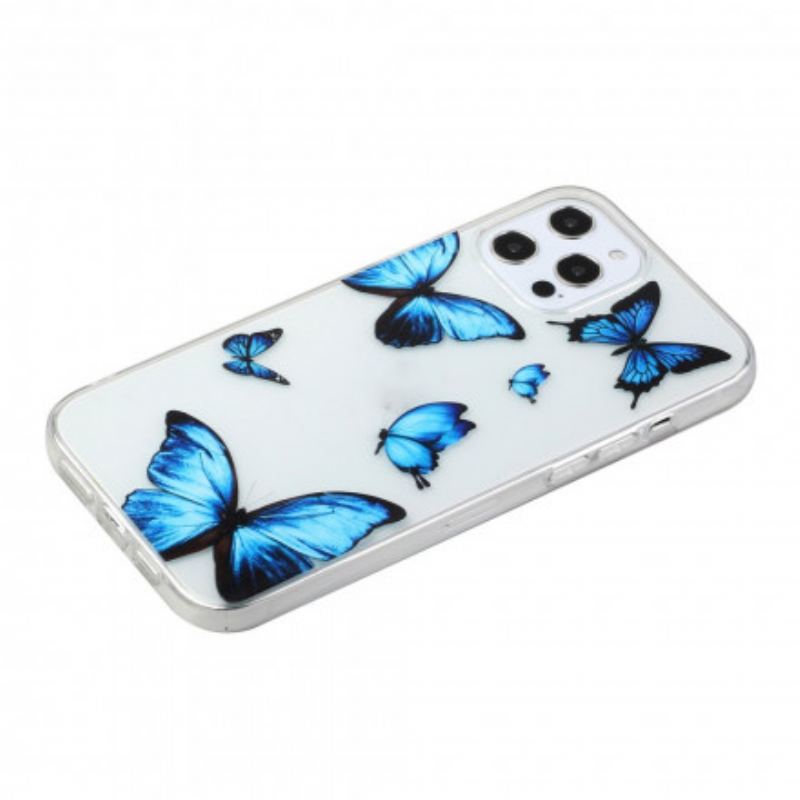 Coque iPhone 12 / 12 Pro Vol de Papillons Bleus