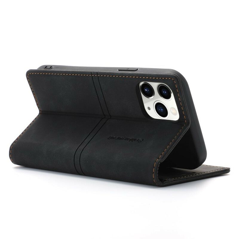 Flip Cover iPhone 12  / 12 Pro Effet Cuir Couture