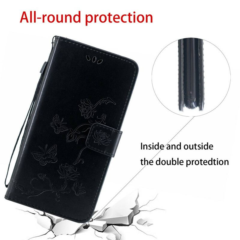 Housse iPhone 12 / 12 Pro Florale à Lanière