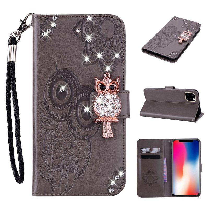 Housse iPhone 12 / 12 Pro Hibou Mandala et Breloque