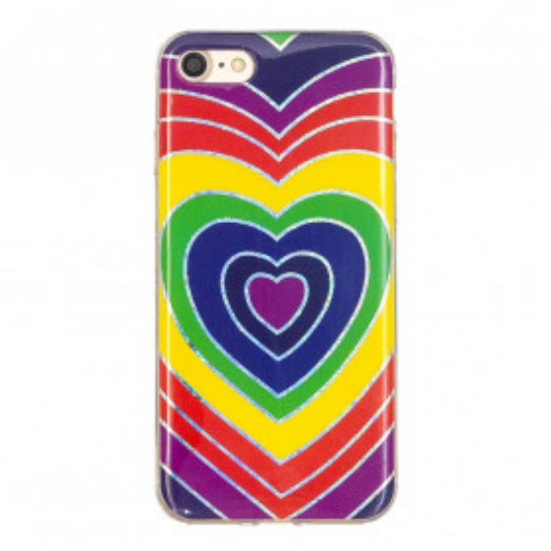 Coque iPhone SE 3 / 2 / 8 / 7 Coeur Vintage Paillettes