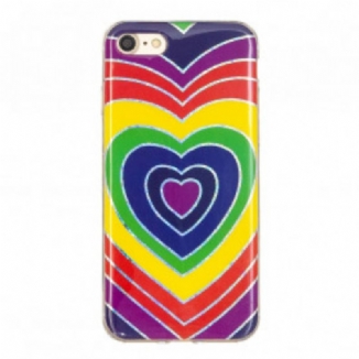 Coque iPhone SE 3 / 2 / 8 / 7 Coeur Vintage Paillettes