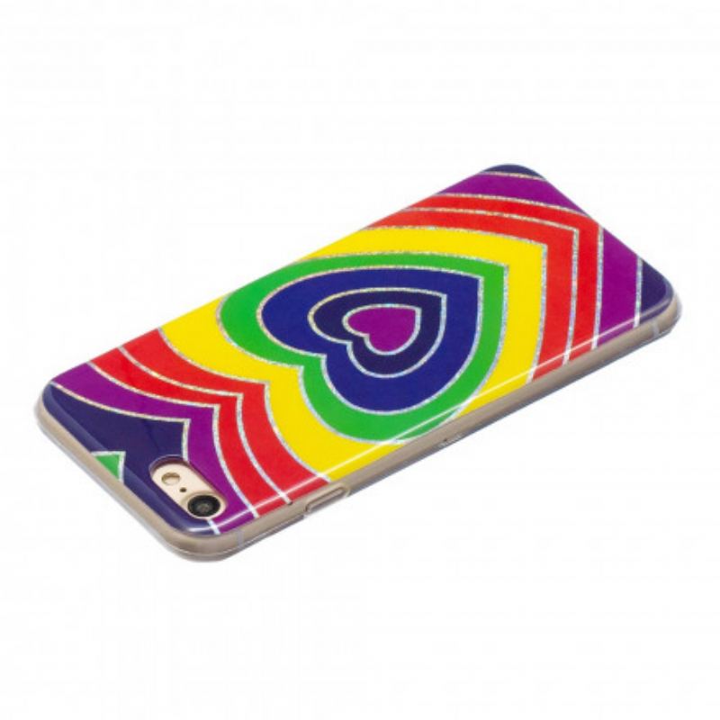 Coque iPhone SE 3 / 2 / 8 / 7 Coeur Vintage Paillettes