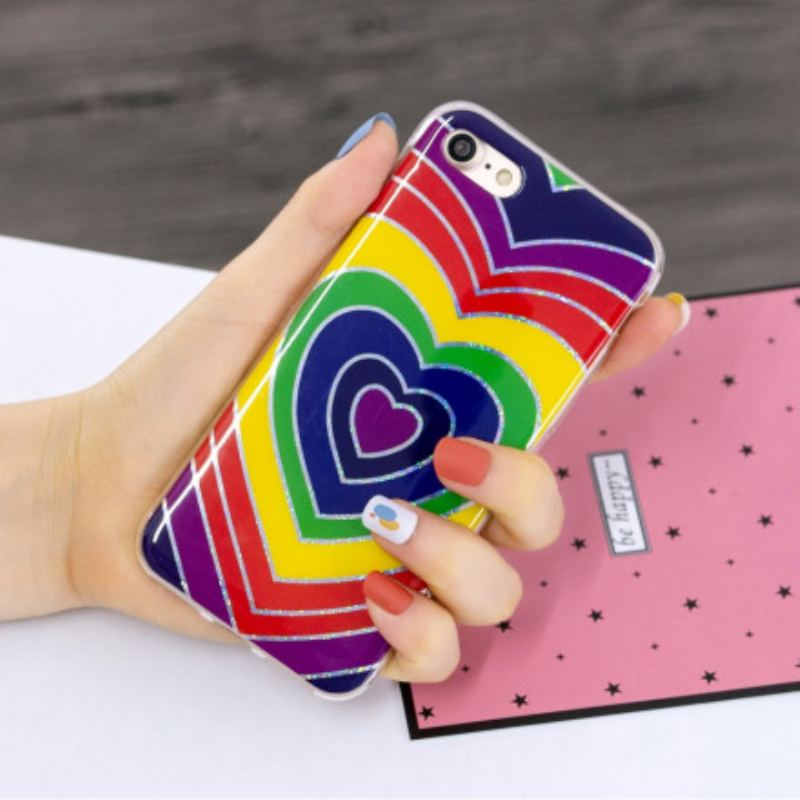 Coque iPhone SE 3 / 2 / 8 / 7 Coeur Vintage Paillettes