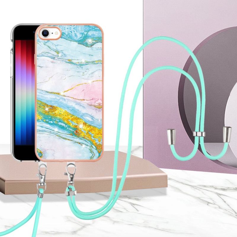 Coque iPhone SE 3 / SE 2 / 8 / 7 à Cordon Marbre