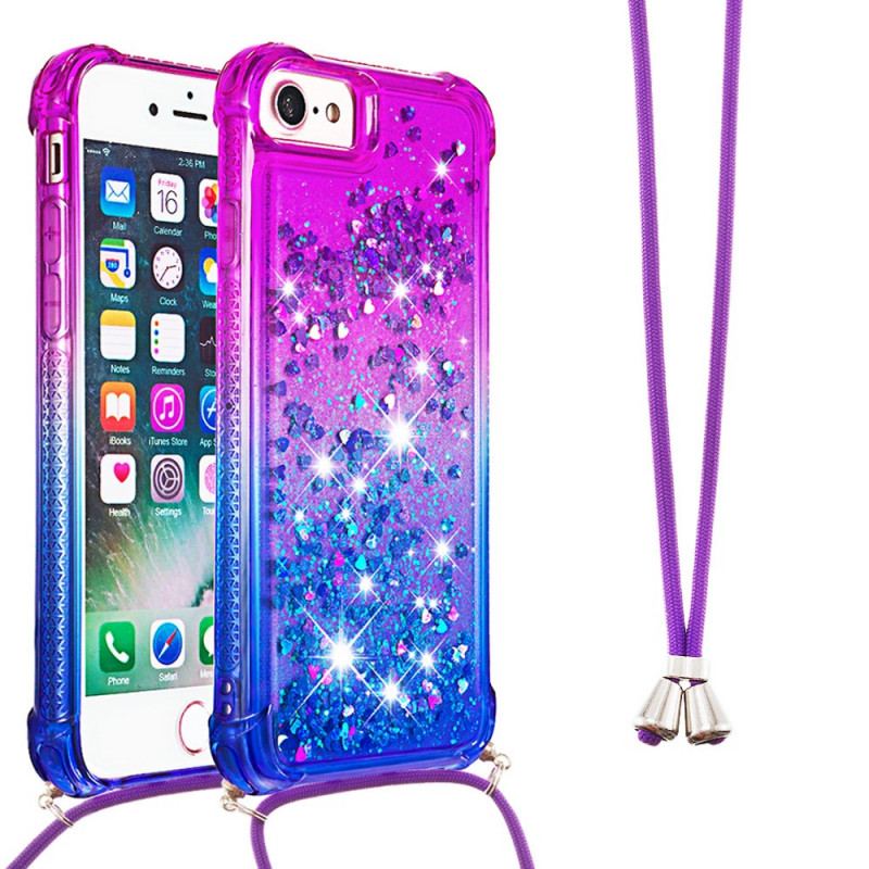 Coque iPhone SE 3 / SE 2 / 8 / 7 à Cordon Silicone Paillettes