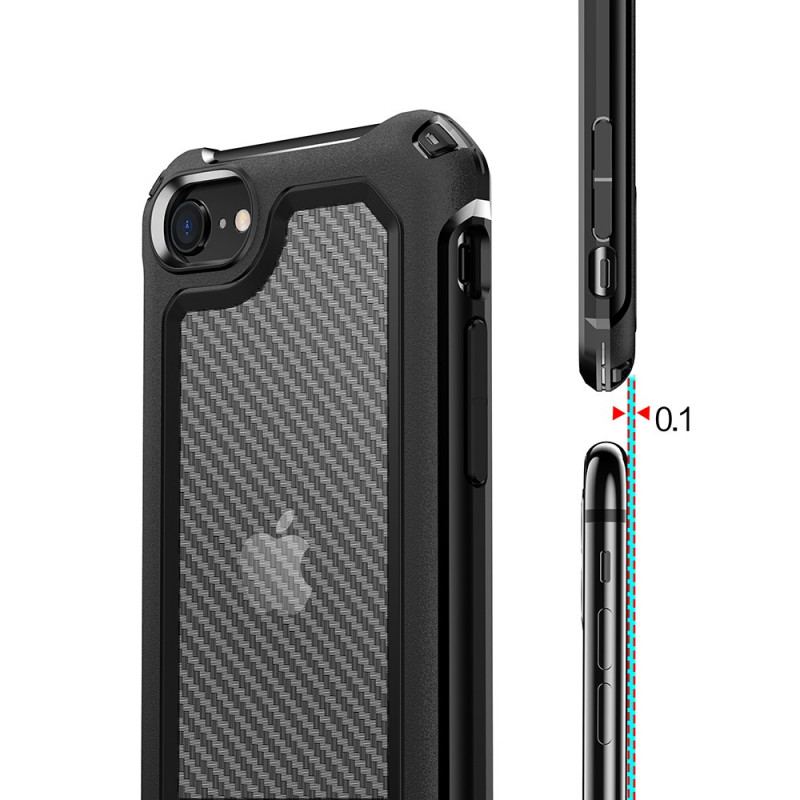 Coque iPhone SE 3 / SE 2 / 8 / 7 Hybride Fibre Carbone