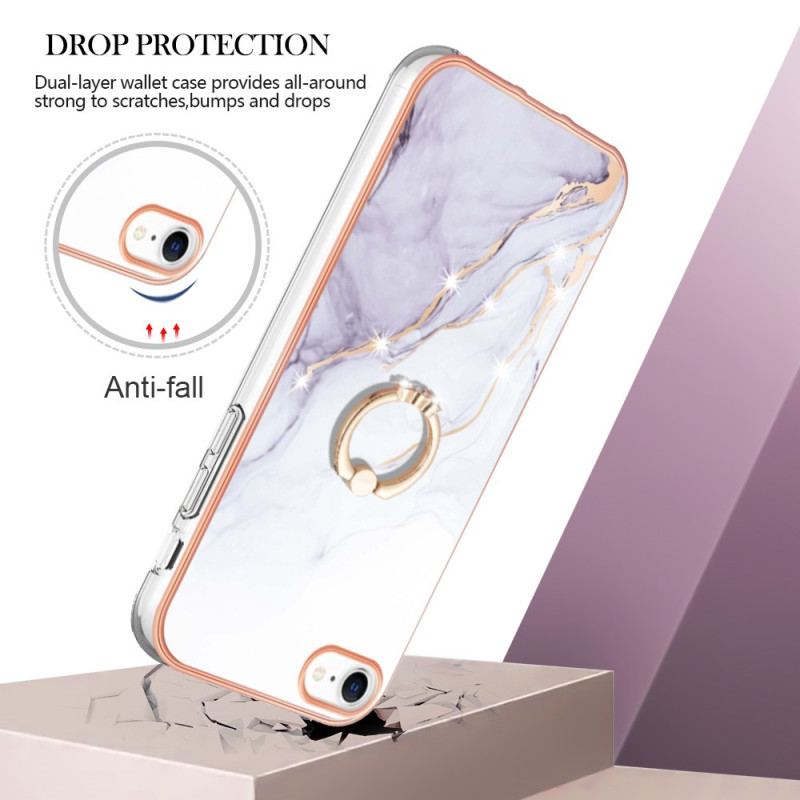 Coque iPhone SE 3 / SE 2 / 8 / 7 Marbre avec Anneau-Support