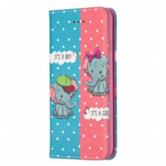 Flip Cover iPhone SE 3 / 2 / 8 / 7 Bébés Éléphants
