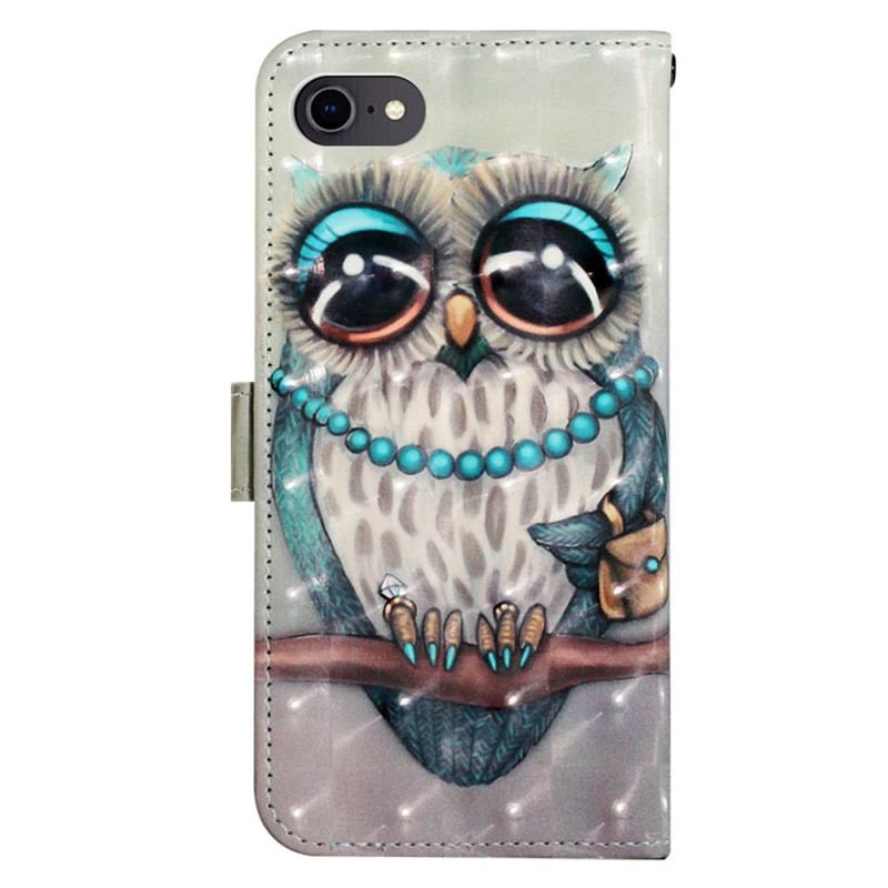 Housse iPhone SE 3 / SE 2 / 8 / 7 Miss Hibou à Lanière